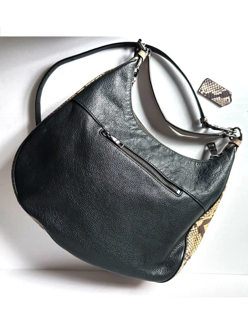 Coach Harley Hobo Crossbody Shoulder Bag Black & Snake Embossed Leather F57503